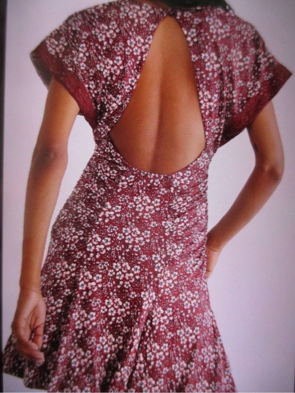 Free People Sweet Talker Burgundy Floral Open-Back Mini Dress Size XS